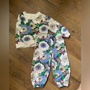 Gap floral toddler fleece jogger set size 3 years toddler